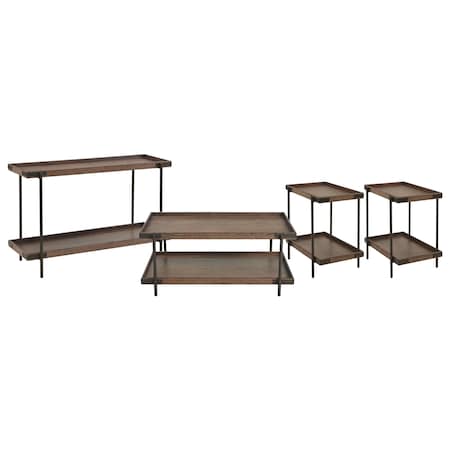 Alaterre Furniture Kyra 4-Piece Oak and Metal Living Room Set ANKY0111011RBG